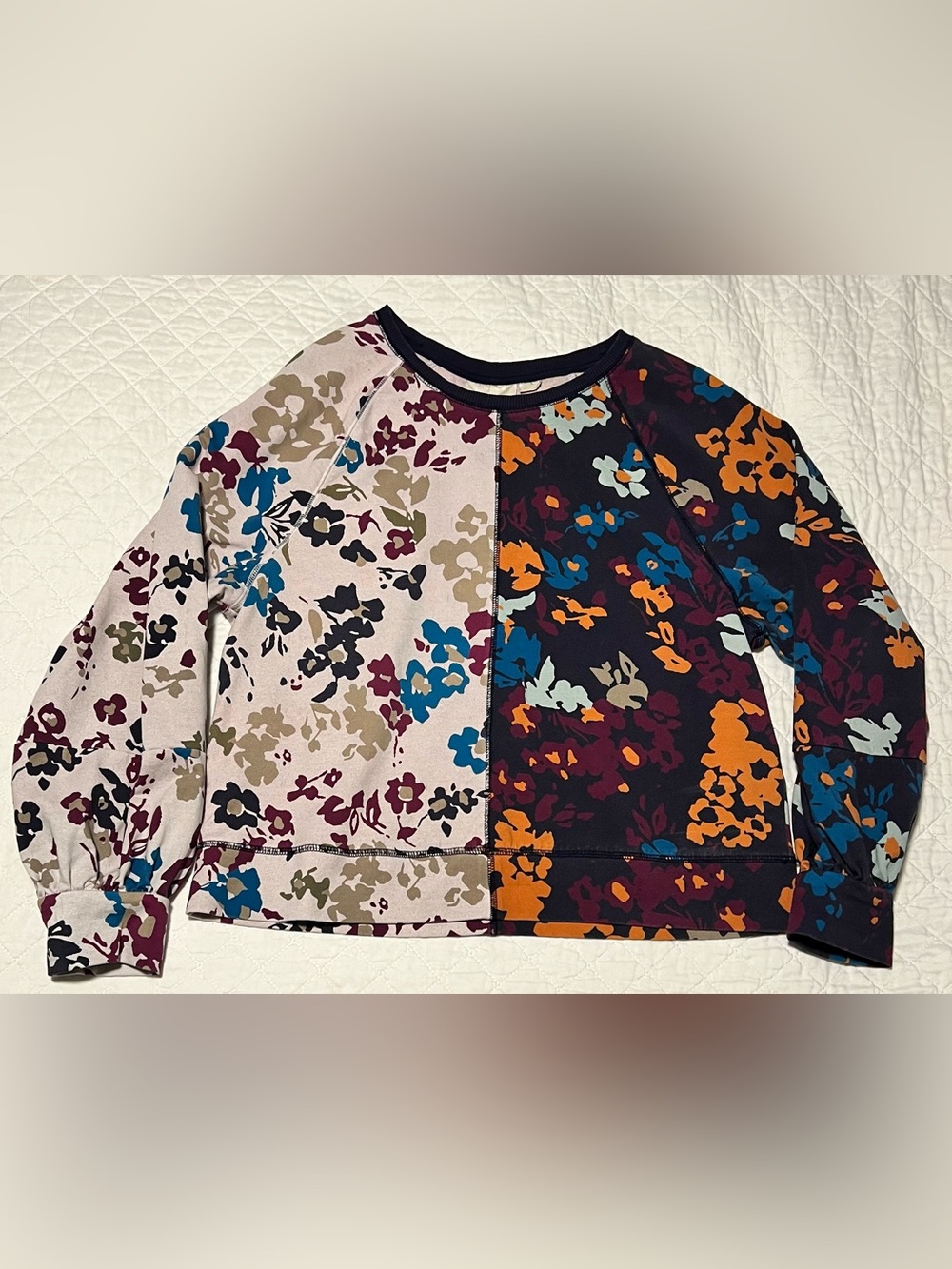 Anthropologie Multicolor Floral Colorblock Sweatshirt